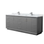 Wyndham Collection Strada 84" Free Standing Double Basin Vanity Set with Cabinet and Marble Vanity Top Dark Gray / Brushed Nickel Hardware