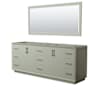 Wyndham Collection Strada 83" Double Free Standing Vanity Cabinet - Less Vanity Top Light Green / Matte Black Hardware