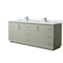 Wyndham Collection Strada 84" Free Standing Double Basin Vanity Set with Cabinet and Marble Vanity Top Light Green / Brushed Nickel Hardware