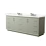 Wyndham Collection Strada 84" Free Standing Double Basin Vanity Set with Cabinet and Quartz Vanity Top Light Green / Giotto Quartz Top / Brushed Nickel Hardware