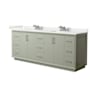 Wyndham Collection Strada 84" Free Standing Double Basin Vanity Set with Cabinet and Quartz Vanity Top Light Green / White Quartz Top / Brushed Nickel Hardware