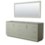 Wyndham Collection Strada 83" Double Free Standing Vanity Cabinet - Less Vanity Top Light Green / Satin Bronze Hardware