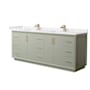 Wyndham Collection Strada 84" Free Standing Double Basin Vanity Set with Cabinet and Cultured Marble Vanity Top Light Green / White Cultured Marble Top / Satin Bronze Hardware