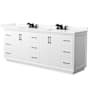 Wyndham Collection Strada 84" Free Standing Double Basin Vanity Set with Cabinet and Quartz Vanity Top White / Giotto Quartz Top / Matte Black Hardware