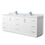 Wyndham Collection Strada 84" Free Standing Double Basin Vanity Set with Cabinet and Marble Vanity Top White / Brushed Nickel Hardware
