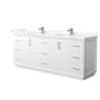 Wyndham Collection Strada 84" Free Standing Double Basin Vanity Set with Cabinet and Quartz Vanity Top White / Giotto Quartz Top / Brushed Nickel Hardware