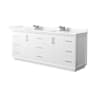 Wyndham Collection Strada 84" Free Standing Double Basin Vanity Set with Cabinet and Quartz Vanity Top White / Giotto Quartz Top / Brushed Nickel Hardware