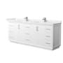 Wyndham Collection Strada 84" Free Standing Double Basin Vanity Set with Cabinet and Quartz Vanity Top White / White Quartz Top / Brushed Nickel Hardware