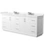Wyndham Collection Strada 84" Free Standing Double Basin Vanity Set with Cabinet and Quartz Vanity Top White / White Quartz Top / Brushed Nickel Hardware