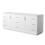 Wyndham Collection Strada 83" Double Free Standing Vanity Cabinet Only - Less Vanity Top White / Satin Bronze Hardware
