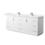 Wyndham Collection Strada 84" Free Standing Double Basin Vanity Set with Cabinet and Cultured Marble Vanity Top White / White Cultured Marble Top / Satin Bronze Hardware