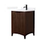 Wyndham Collection Palmilla 24" Free Standing Single Basin Vanity Set with Cabinet and Quartz Vanity Top Dark Walnut / White Quartz Top / Matte Black Hardware