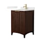 Wyndham Collection Palmilla 24" Free Standing Single Basin Vanity Set with Cabinet and Quartz Vanity Top Dark Walnut / Giotto Quartz Top / Brushed Gold Hardware