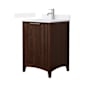 Wyndham Collection Palmilla 24" Free Standing Single Basin Vanity Set with Cabinet and Quartz Vanity Top Dark Walnut / White Quartz Top / Brushed Nickel Hardware