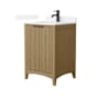 Wyndham Collection Palmilla 24" Free Standing Single Basin Vanity Set with Cabinet and Quartz Vanity Top Natural Oak / White Quartz Top / Matte Black Hardware