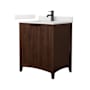 Wyndham Collection Palmilla 30" Free Standing Single Basin Vanity Set with Cabinet and Quartz Vanity Top Dark Walnut / Giotto Quartz Top / Matte Black Hardware