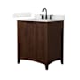 Wyndham Collection Palmilla 30" Free Standing Single Basin Vanity Set with Cabinet and Quartz Vanity Top Dark Walnut / Giotto Quartz Top / Matte Black Hardware