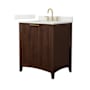 Wyndham Collection Palmilla 30" Free Standing Single Basin Vanity Set with Cabinet and Quartz Vanity Top Dark Walnut / Giotto Quartz Top / Brushed Gold Hardware