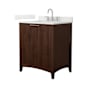 Wyndham Collection Palmilla 30" Free Standing Single Basin Vanity Set with Cabinet and Quartz Vanity Top Dark Walnut / Giotto Quartz Top / Brushed Nickel Hardware