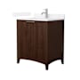 Wyndham Collection Palmilla 30" Free Standing Single Basin Vanity Set with Cabinet and Quartz Vanity Top Dark Walnut / White Quartz Top / Brushed Nickel Hardware