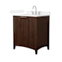 Wyndham Collection Palmilla 30" Free Standing Single Basin Vanity Set with Cabinet and Quartz Vanity Top Dark Walnut / White Quartz Top / Brushed Nickel Hardware