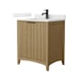 Wyndham Collection Palmilla 30" Free Standing Single Basin Vanity Set with Cabinet and Quartz Vanity Top Natural Oak / Giotto Quartz Top / Matte Black Hardware