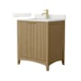 Wyndham Collection Palmilla 30" Free Standing Single Basin Vanity Set with Cabinet and Quartz Vanity Top Natural Oak / Giotto Quartz Top / Brushed Gold Hardware