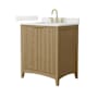 Wyndham Collection Palmilla 30" Free Standing Single Basin Vanity Set with Cabinet and Quartz Vanity Top Natural Oak / Giotto Quartz Top / Brushed Gold Hardware