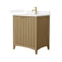 Wyndham Collection Palmilla 30" Free Standing Single Basin Vanity Set with Cabinet and Quartz Vanity Top Natural Oak / White Quartz Top / Brushed Gold Hardware