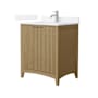 Wyndham Collection Palmilla 30" Free Standing Single Basin Vanity Set with Cabinet and Quartz Vanity Top Natural Oak / White Quartz Top / Brushed Nickel Hardware