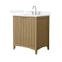 Wyndham Collection Palmilla 30" Free Standing Single Basin Vanity Set with Cabinet and Quartz Vanity Top Natural Oak / White Quartz Top / Brushed Nickel Hardware