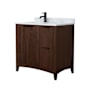 Wyndham Collection Palmilla 36" Free Standing Single Basin Vanity Set with Cabinet and Marble Vanity Top Dark Walnut / Matte Black Hardware