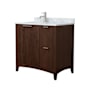 Wyndham Collection Palmilla 36" Free Standing Single Basin Vanity Set with Cabinet and Marble Vanity Top Dark Walnut / Brushed Nickel Hardware