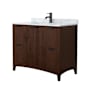 Wyndham Collection Palmilla 42" Free Standing Single Basin Vanity Set with Cabinet and Marble Vanity Top Dark Walnut / Matte Black Hardware