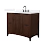 Wyndham Collection Palmilla 42" Free Standing Single Basin Vanity Set with Cabinet and Quartz Vanity Top Dark Walnut / White Quartz Top / Matte Black Hardware