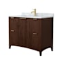 Wyndham Collection Palmilla 42" Free Standing Single Basin Vanity Set with Cabinet and Marble Vanity Top Dark Walnut / Brushed Gold Hardware