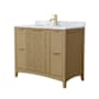 Wyndham Collection Palmilla 42" Free Standing Single Basin Vanity Set with Cabinet and Marble Vanity Top Natural Oak / Brushed Gold Hardware