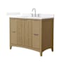 Wyndham Collection Palmilla 42" Free Standing Single Basin Vanity Set with Cabinet and Quartz Vanity Top Natural Oak / White Quartz Top / Brushed Nickel Hardware