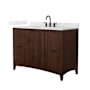 Wyndham Collection Palmilla 48" Free Standing Single Basin Vanity Set with Cabinet and Quartz Vanity Top Dark Walnut / Giotto Quartz Top / Matte Black Hardware