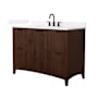 Wyndham Collection Palmilla 48" Free Standing Single Basin Vanity Set with Cabinet and Quartz Vanity Top Dark Walnut / White Quartz Top / Matte Black Hardware