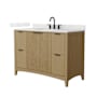 Wyndham Collection Palmilla 48" Free Standing Single Basin Vanity Set with Cabinet and Quartz Vanity Top Natural Oak / Giotto Quartz Top / Matte Black Hardware