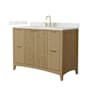 Wyndham Collection Palmilla 48" Free Standing Single Basin Vanity Set with Cabinet and Quartz Vanity Top Natural Oak / Giotto Quartz Top / Brushed Gold Hardware