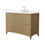 Wyndham Collection Palmilla 48" Free Standing Single Basin Vanity Set with Cabinet and Quartz Vanity Top Natural Oak / White Quartz Top / Brushed Gold Hardware