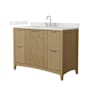 Wyndham Collection Palmilla 48" Free Standing Single Basin Vanity Set with Cabinet and Quartz Vanity Top Natural Oak / Giotto Quartz Top / Brushed Nickel Hardware