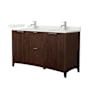 Wyndham Collection Palmilla 60" Free Standing Double Basin Vanity Set with Cabinet and Quartz Vanity Top Dark Walnut / Giotto Quartz Top / Brushed Nickel Hardware