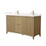 Wyndham Collection Palmilla 60" Free Standing Double Basin Vanity Set with Cabinet and Quartz Vanity Top Natural Oak / White Quartz Top / Brushed Gold Hardware