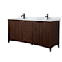 Wyndham Collection Palmilla 72" Free Standing Double Basin Vanity Set with Cabinet and Marble Vanity Top Dark Walnut / Matte Black Hardware