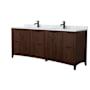 Wyndham Collection Palmilla 84" Free Standing Double Basin Vanity Set with Cabinet and Marble Vanity Top Dark Walnut / Matte Black Hardware