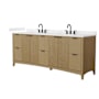 Wyndham Collection Palmilla 84" Free Standing Double Basin Vanity Set with Cabinet and Cultured Marble Vanity Top Natural Oak / Carrara Cultured Marble Top / Matte Black Hardware