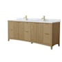 Wyndham Collection Palmilla 84" Free Standing Double Basin Vanity Set with Cabinet and Marble Vanity Top Natural Oak / Brushed Gold Hardware